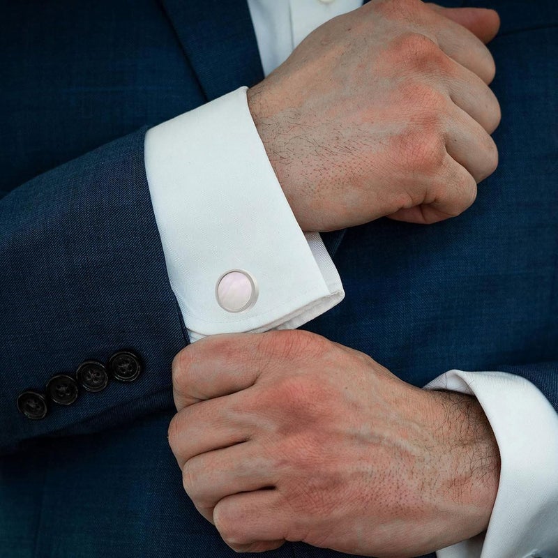Jonwo Tuxedo Cufflinks and Studs Set Mother of Pearl Men Dress Cuff Links Buttons Set Formal Business Wedding - Image 4